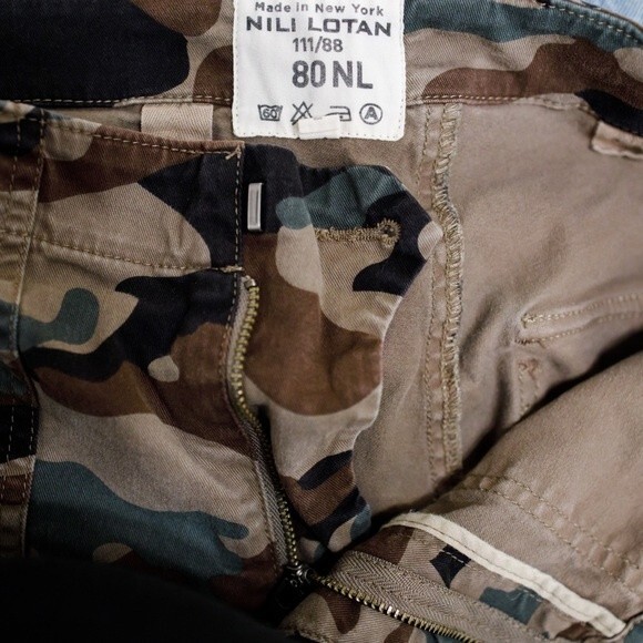 Nili Lotan Cropped French Military Pants Camo Camel Stretch Twill Cotton Size 2 - Picture 9 of 12